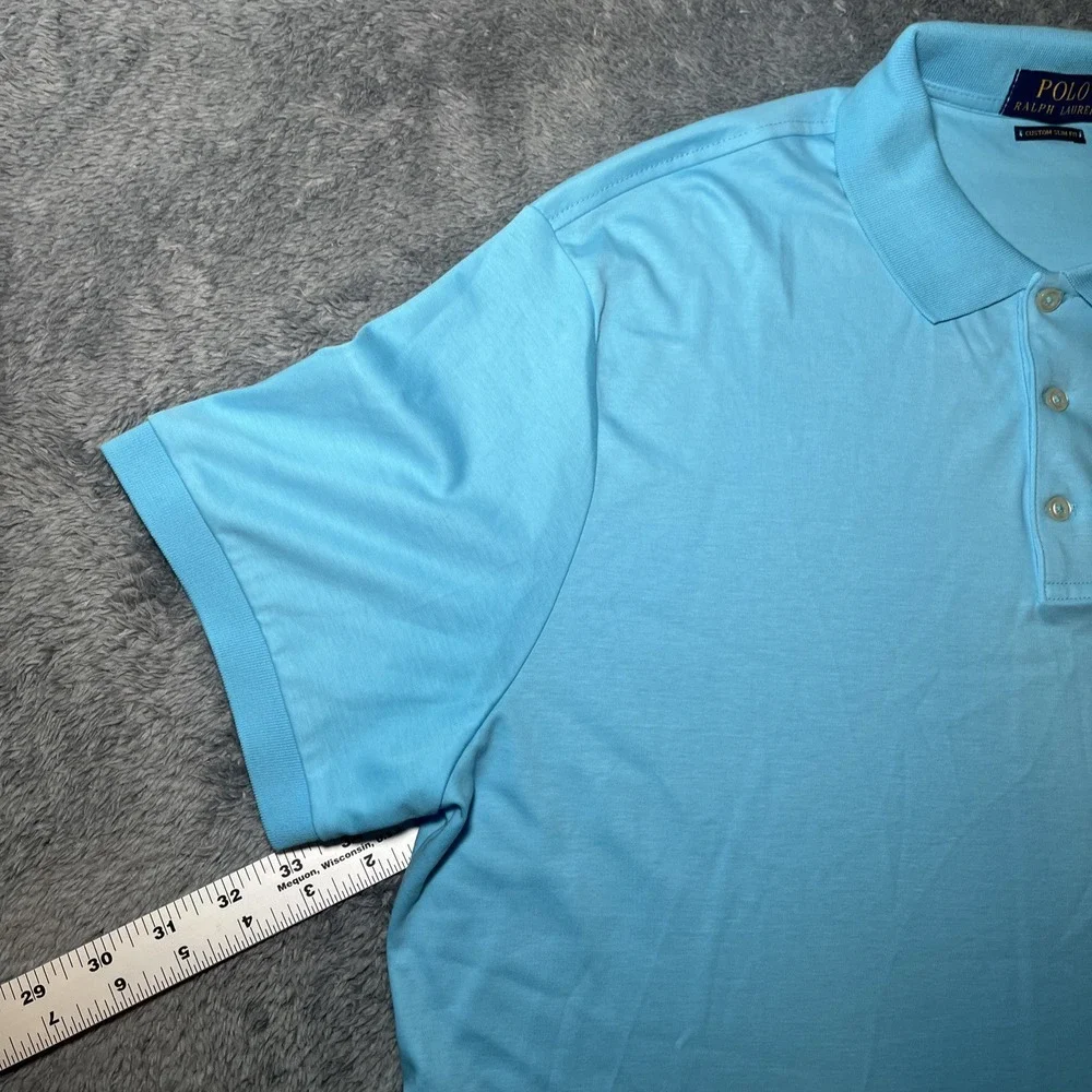 Polo Ralph Lauren Custom Slim Fit Men's Light Blue Short Sleeve SZ XL Flesh Pony